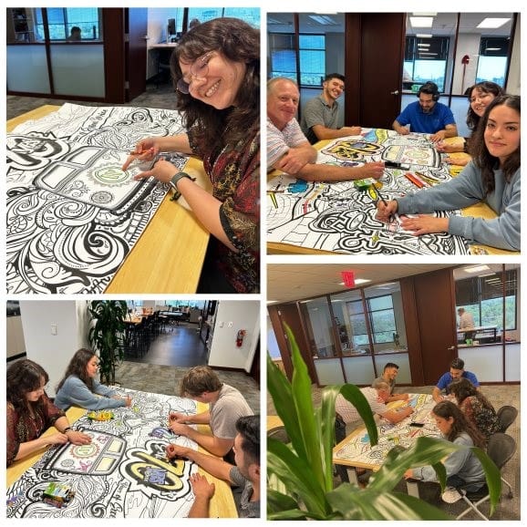 people drawing on coloring wall